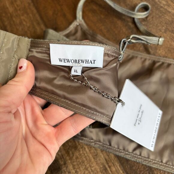 WeWoreWhat Women's Olive Cool Plaid Bra Top Size XL NWT - Picture 8 of 8